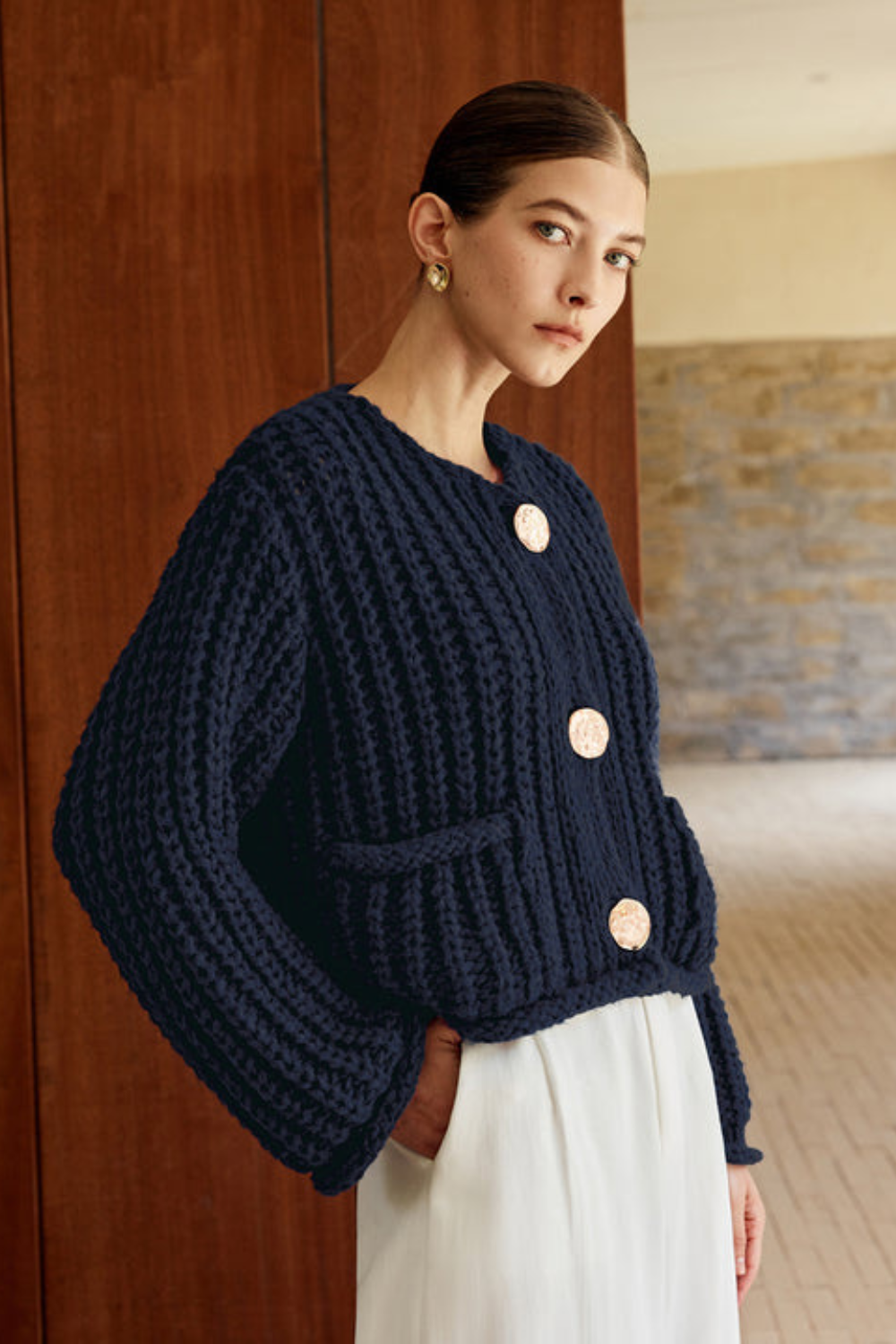 Cardigan en maille à boutons simples