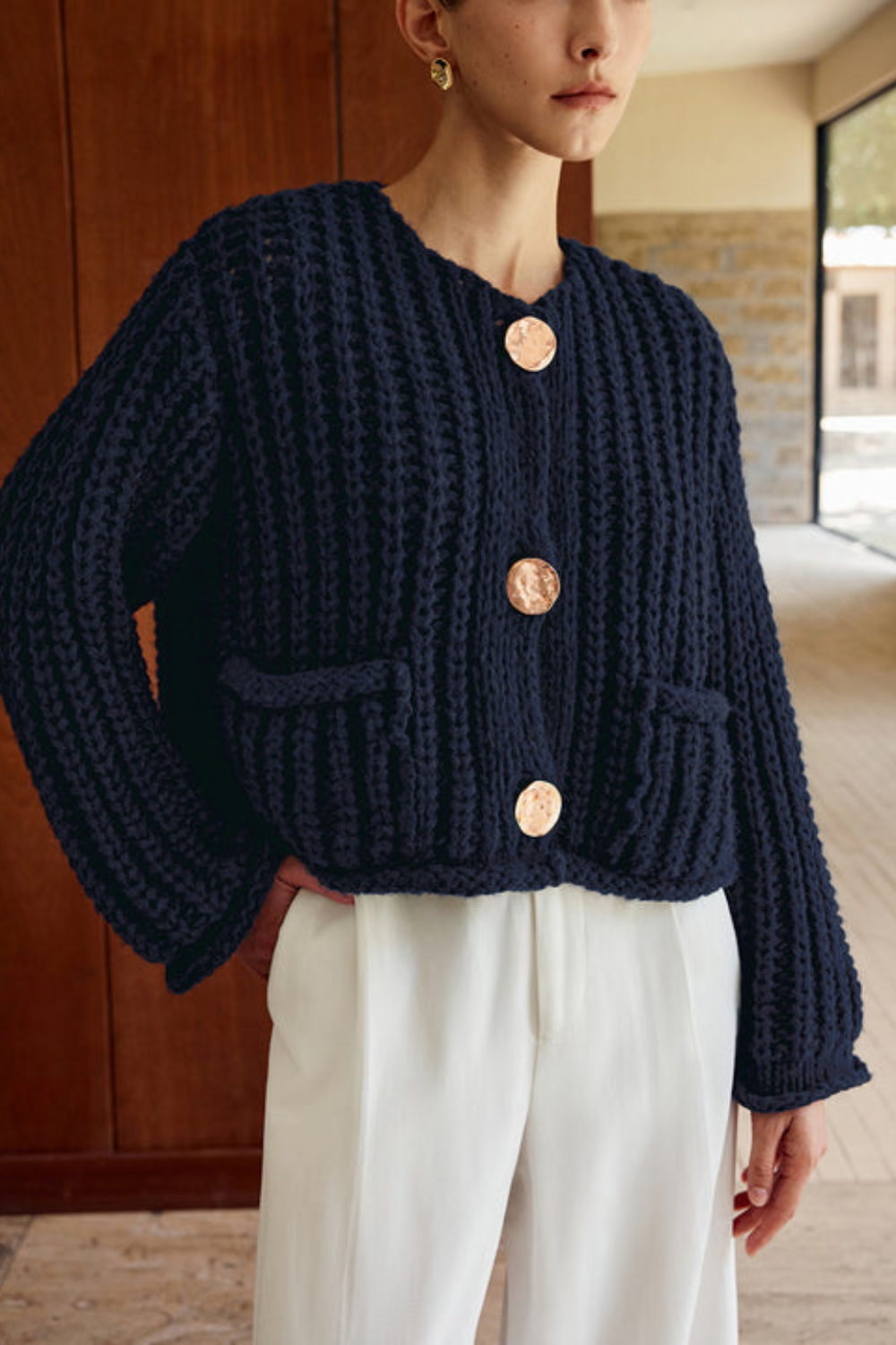 Cardigan en maille à boutons simples